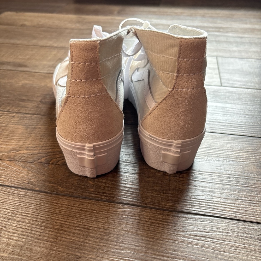 Vans Women's High-Top Sneakers - Beige and White - Picture 2 of 6